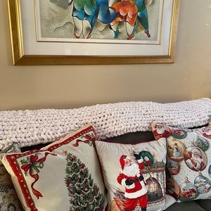 Handmade knitted throw blanket.